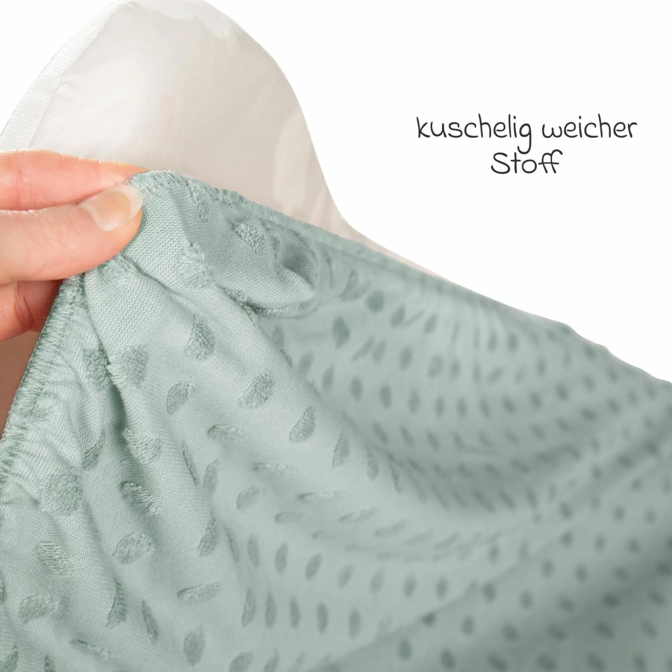 Spannbezug für Wickelauflagen 75 x 85 cm mit Organic Bio-Baumwolle GOTS - Lil Planet - Frosty Green