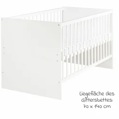 Sparset Kinderzimmer Anton mit Bett, Wickelkommode inkl. Wickelaufsatz - Weiß - Kollektion 2024