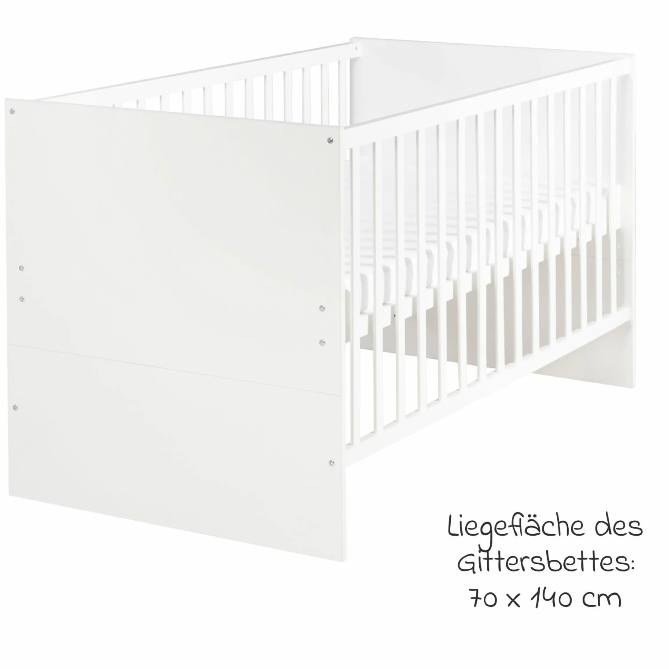 Sparset Kinderzimmer Anton mit Bett, Wickelkommode inkl. Wickelaufsatz - Weiß - Kollektion 2024