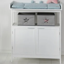 Sparset Kinderzimmer Hamburg mit Bett, Wickelkommode & 2 Canvas Boxen - Weiß