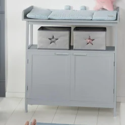 Sparset Kinderzimmer Hamburg mit Bett, Wickelkommode & 2 Canvas Boxen - Taupe