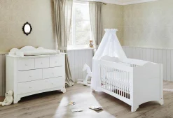 Sparset Kinderzimmer Pino mit Bett und breiter Wickelkommode - Kiefer massiv
