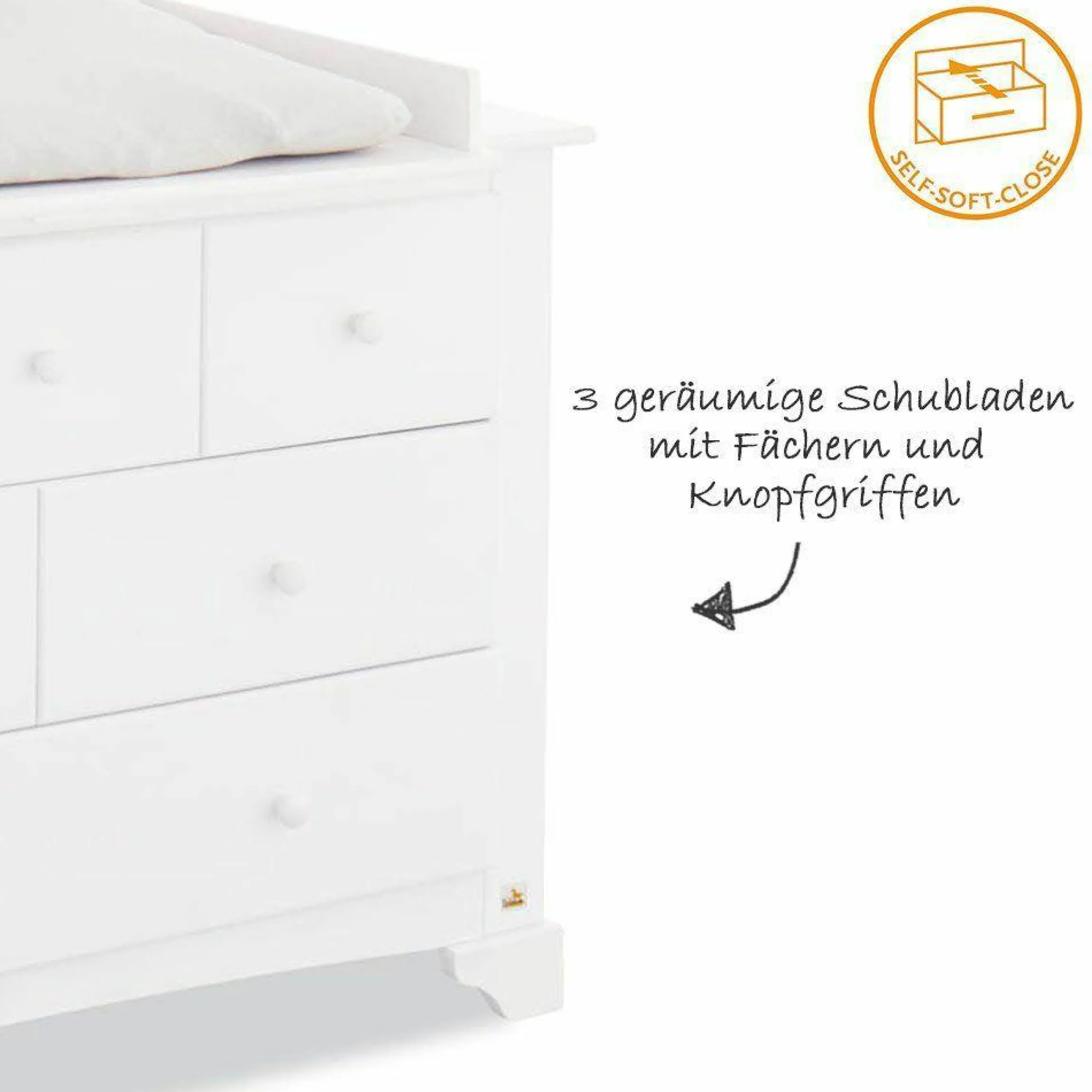 Sparset Kinderzimmer Pino mit Bett und breiter Wickelkommode - Kiefer massiv
