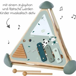 Spielcenter Pyramide mit Steckspiel, Memory, Musikfunktion & Kugelbahn - Panda
