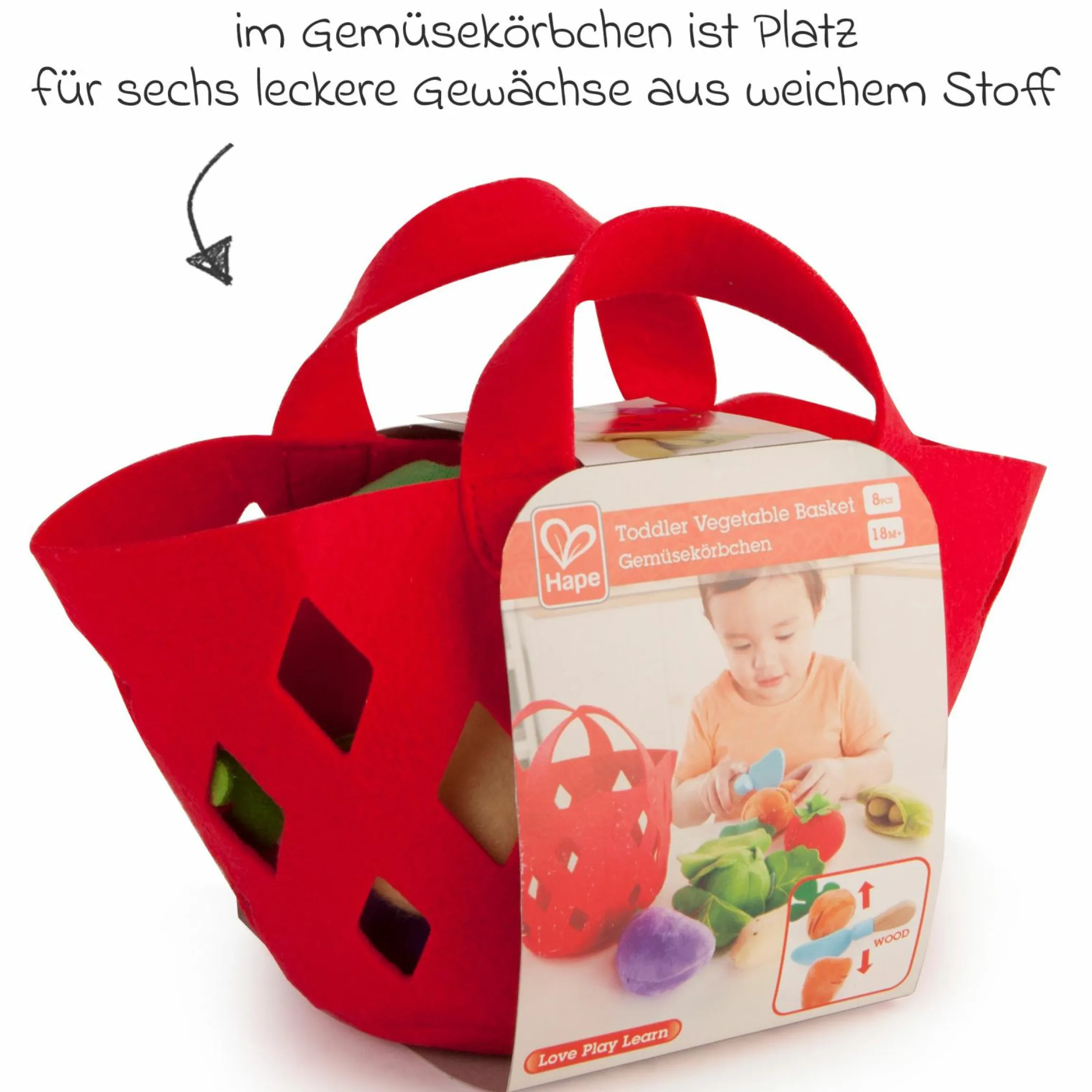 Spiellebensmittel Gemüsekörbchen - aus weichen Stoffen
