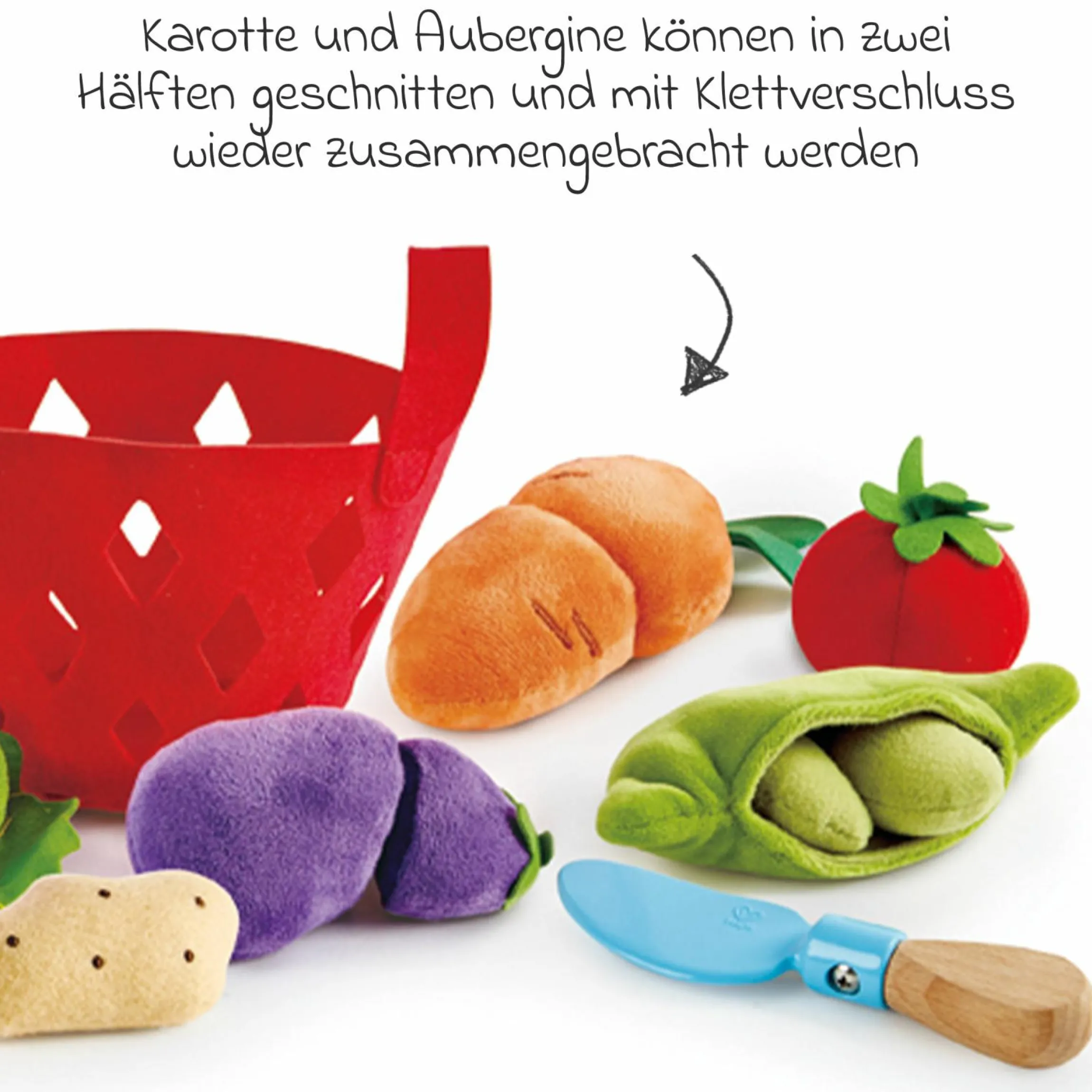Spiellebensmittel Gemüsekörbchen - aus weichen Stoffen