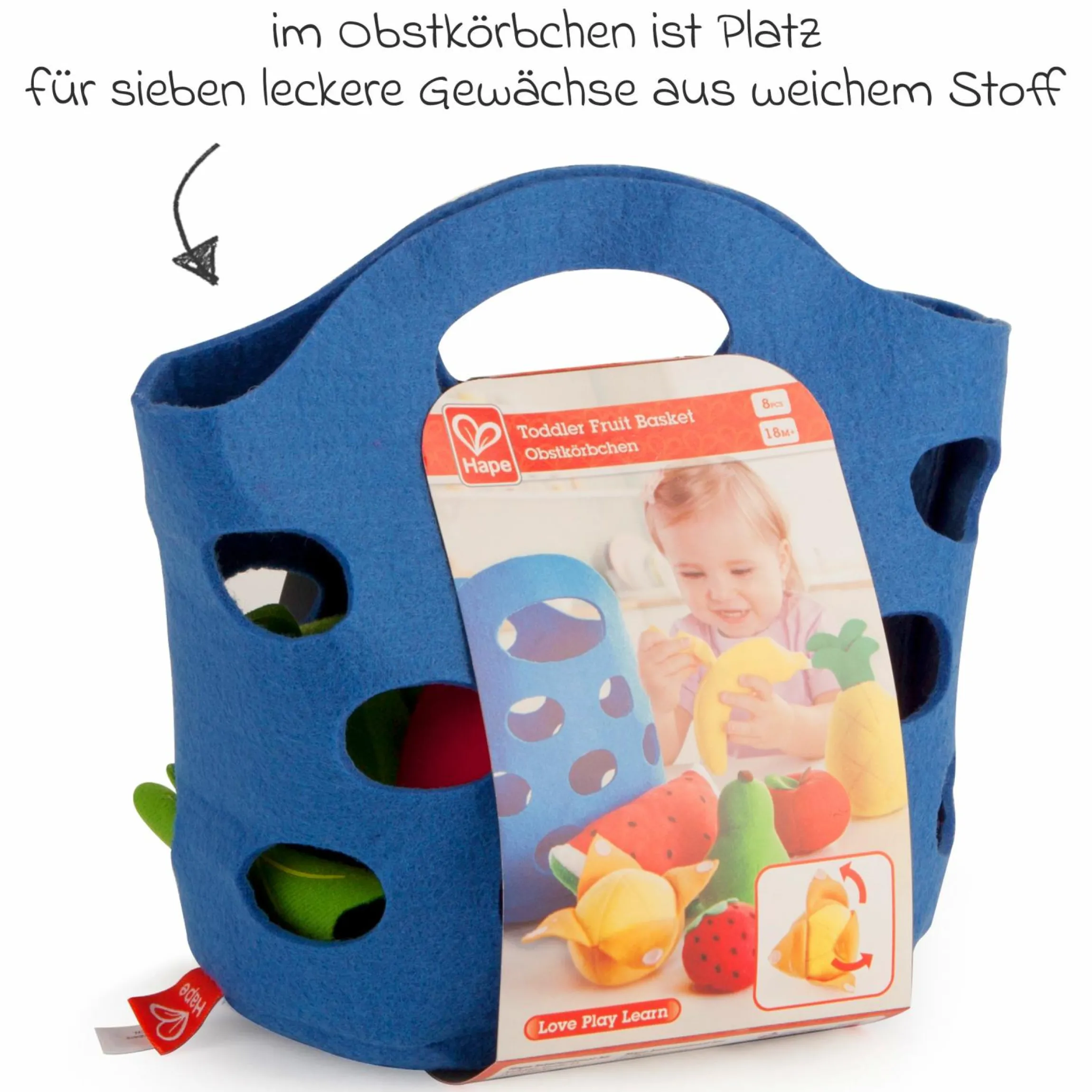 Spiellebensmittel Obstkörbchen - aus weichen Stoffen