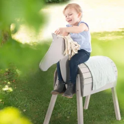 Spielpferd Outdoor wetterfest mit Mähne & Schweif - Rückenhöhe 68 cm - Grau