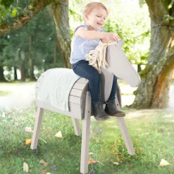 Spielpferd Outdoor wetterfest mit Mähne & Schweif - Rückenhöhe 68 cm - Grau