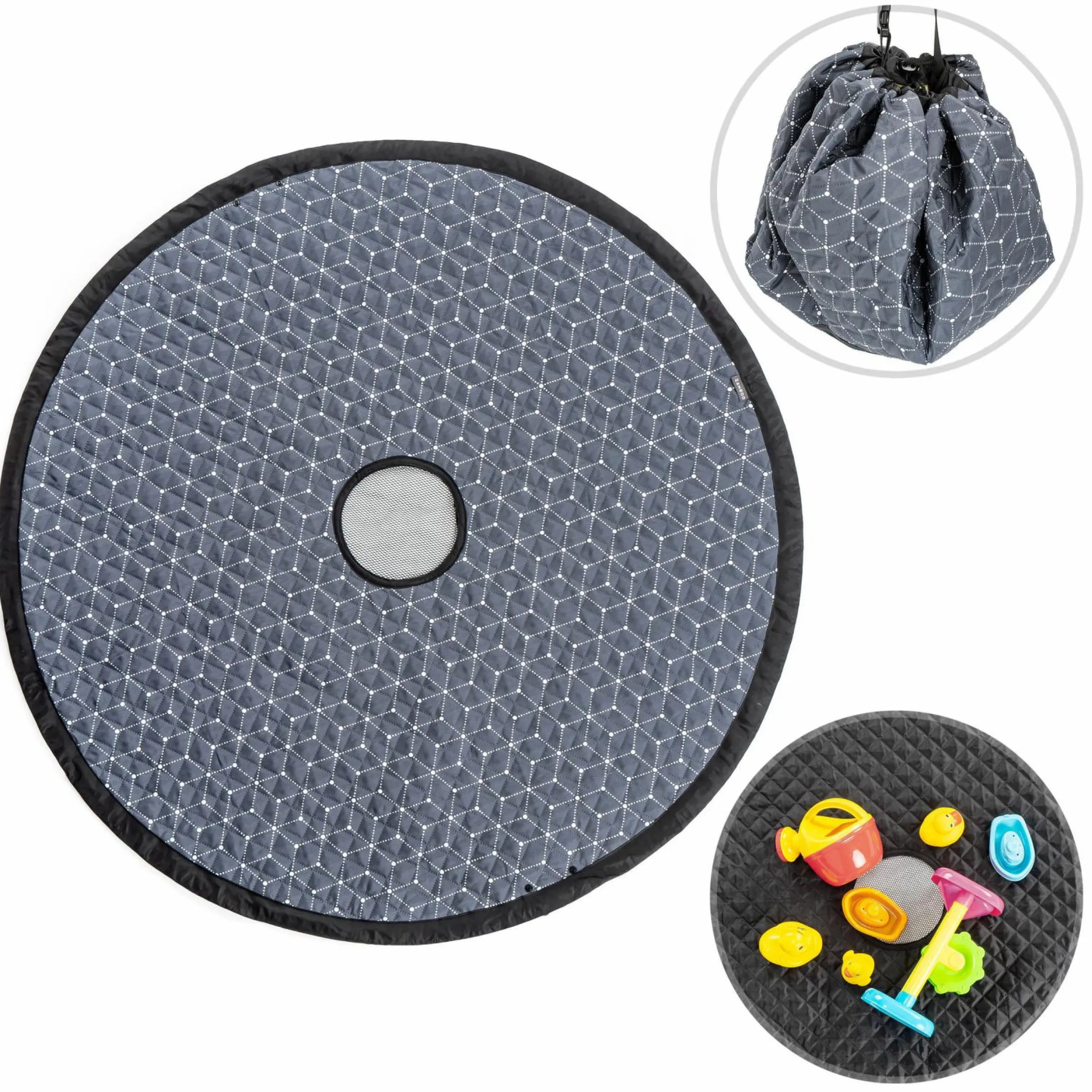Spielplatzdecke 2in1 - Tasche und Unterlage - Grau Weiß