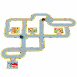 Spielstraße aus Pappe mit 2 Spritzgussfahrzeugen