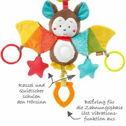Spieltier zum Aufhängen / Activity-Greifling Fledermaus 25 cm - Jungle Heroes