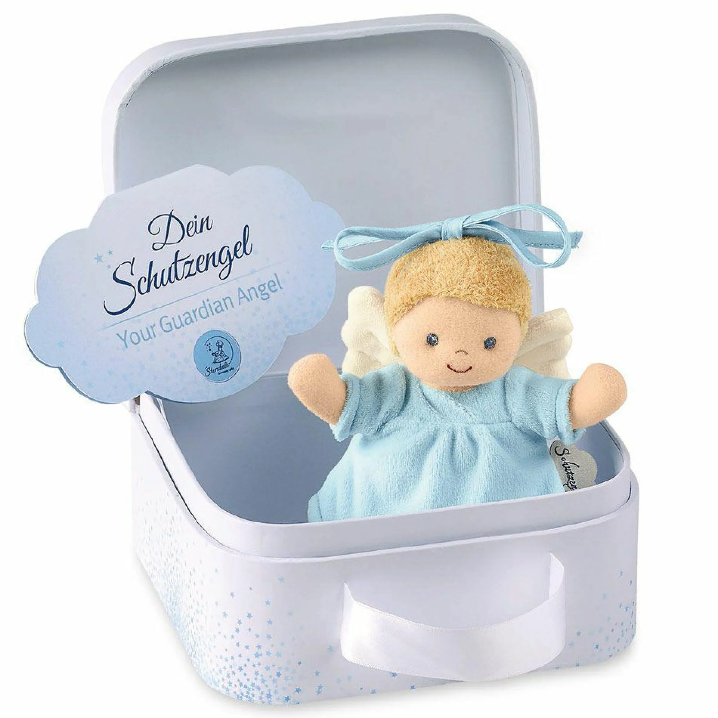 Spieluhr 17 cm - Schutzengel - Blau