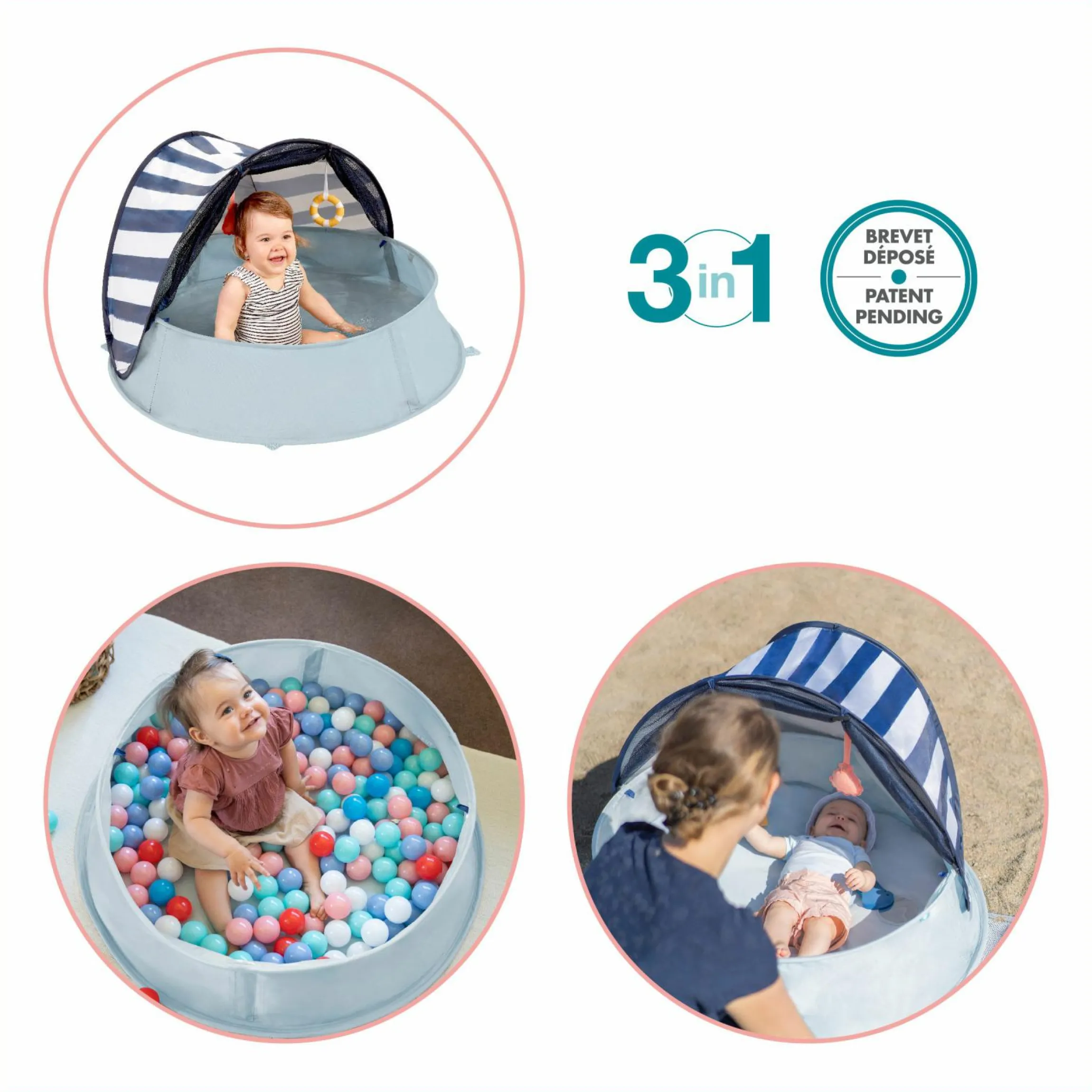 Spielzelt & Reisebett & Planschbecken 3in1 Aquani - Marinière