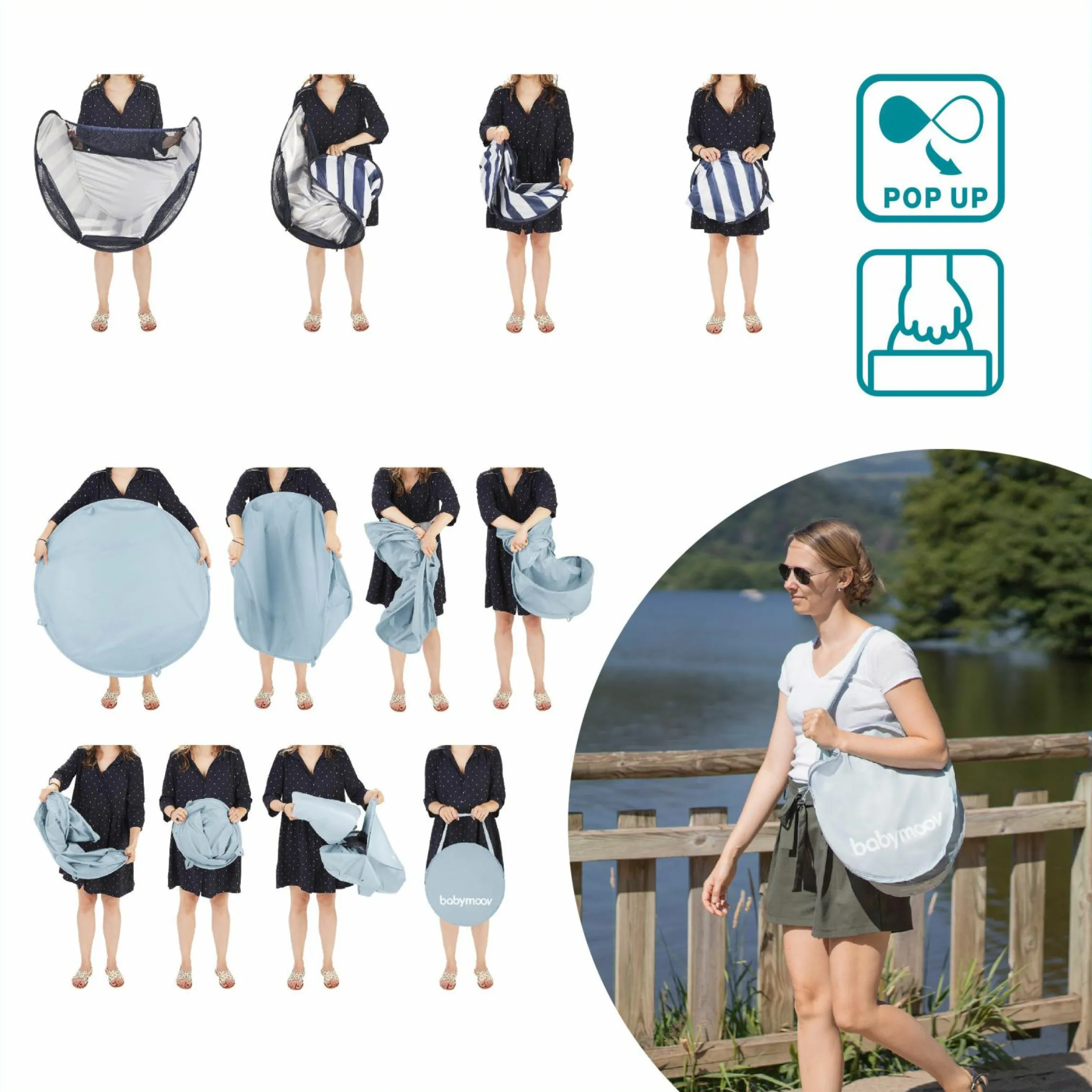 Spielzelt & Reisebett & Planschbecken 3in1 Aquani - Marinière
