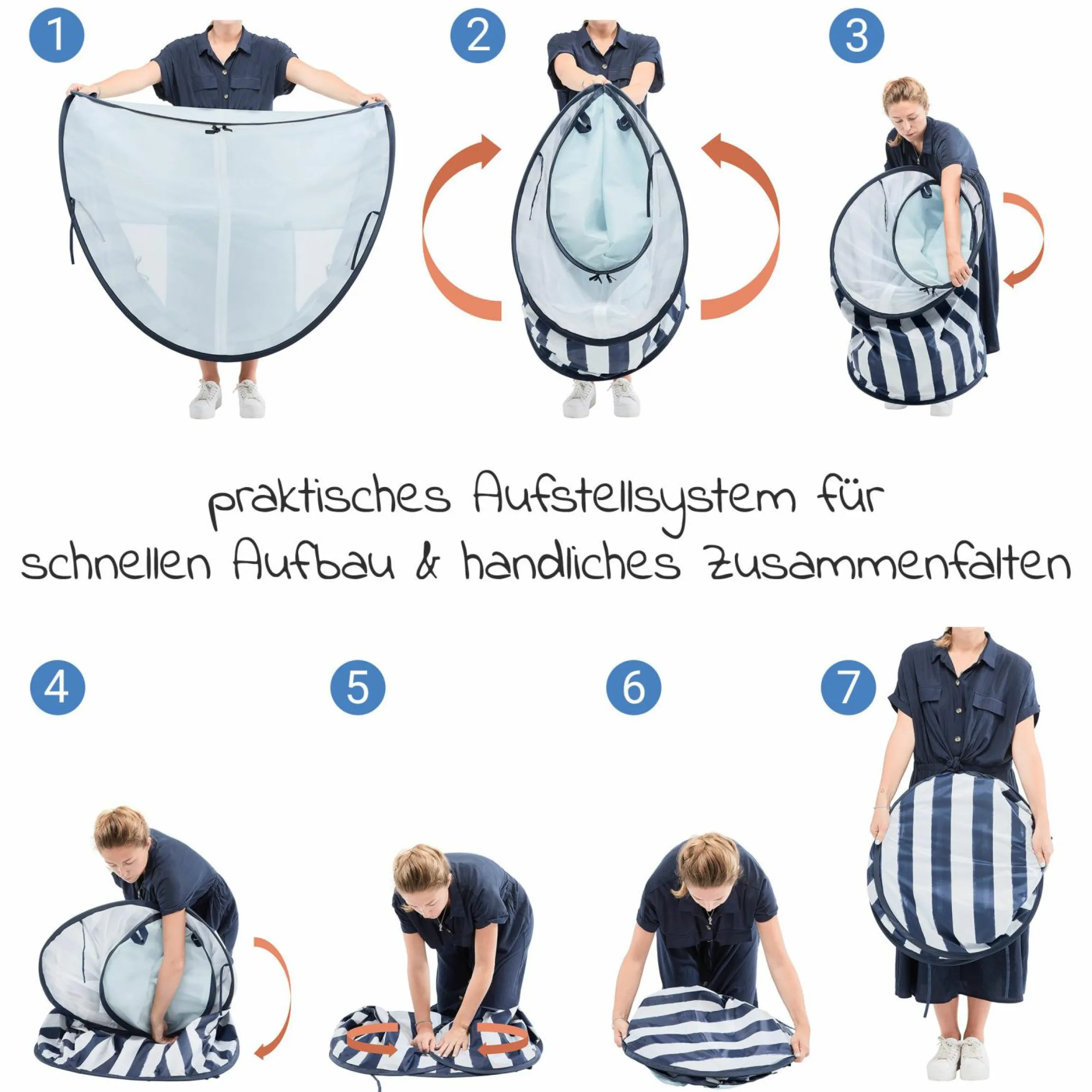 Spielzelt Strandmuschel mit UV-Schutz 50+ - Marinière