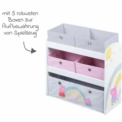 Spielzeugregal inkl. 5 Stoffboxen - Peppa Pig - Weiß