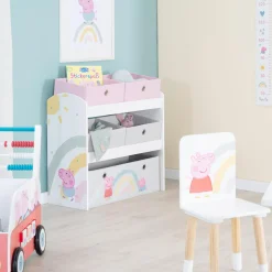 Spielzeugregal inkl. 5 Stoffboxen - Peppa Pig - Weiß