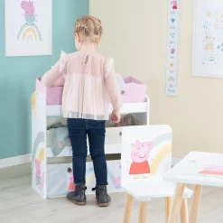 Spielzeugregal inkl. 5 Stoffboxen - Peppa Pig - Weiß