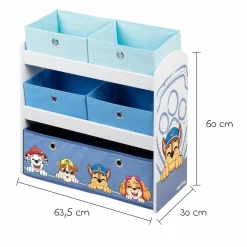 Spielzeugregal inkl. 5 Stoffboxen - Paw Patrol - Weiß Blau