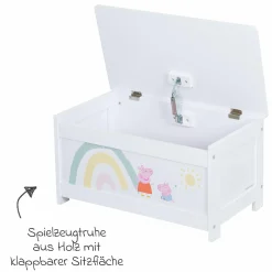Spielzeugtruhe mit aufklappbarer Sitzfläche und Dämpfungsbeschlag - Peppa Pig - Weiß