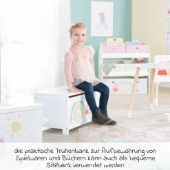 Spielzeugtruhe mit aufklappbarer Sitzfläche und Dämpfungsbeschlag - Peppa Pig - Weiß