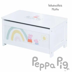 Spielzeugtruhe mit aufklappbarer Sitzfläche und Dämpfungsbeschlag - Peppa Pig - Weiß