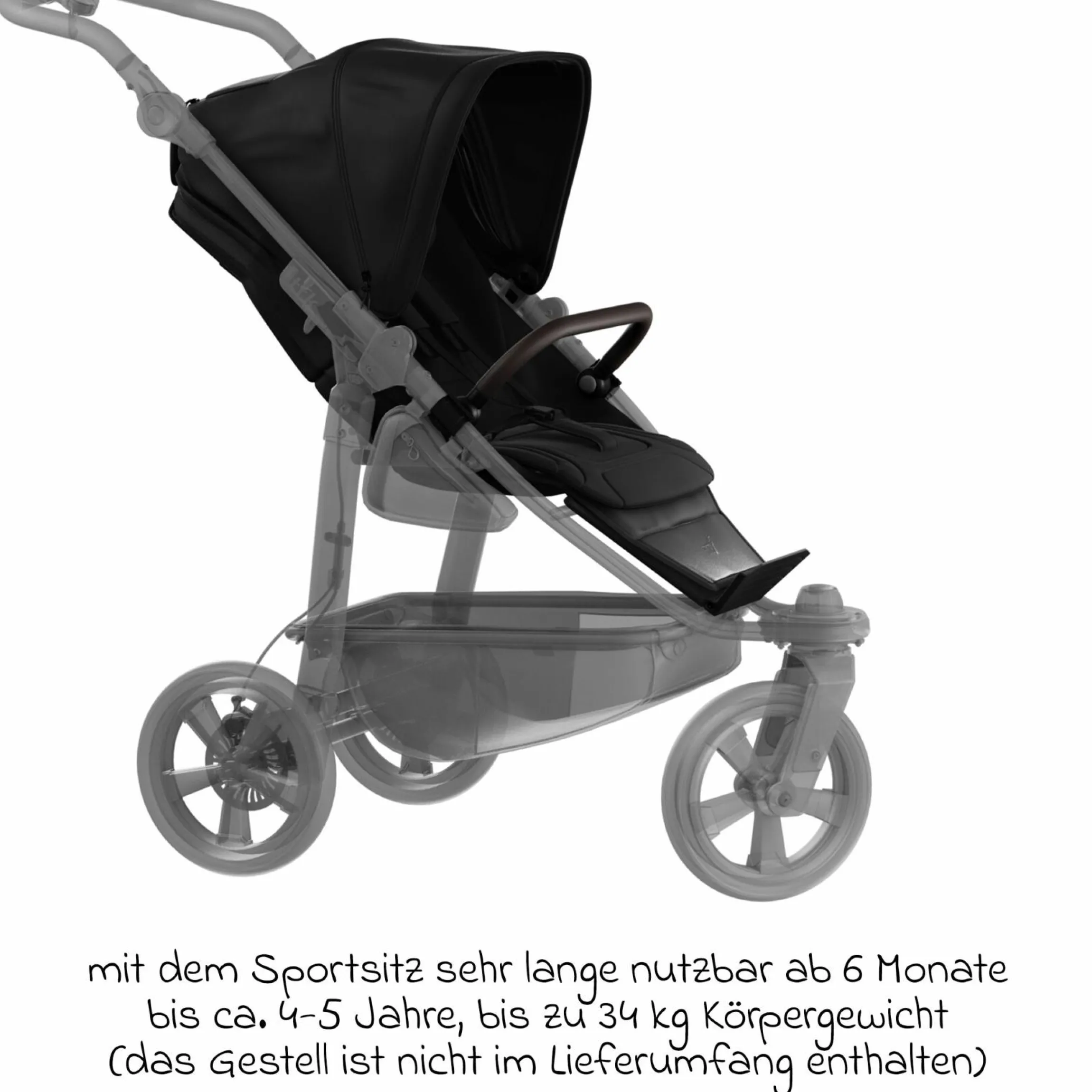 Sport-Einheit XXL Sportsitz für Mono 3/4 & Pro - Schwarz - Kollektion 2025