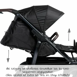 Sportsitz (1 x XXL-Komfort-Sitz) für Duo 2 für Kinder bis 45 kg - Schwarz - Kollektion 2025