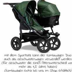 Sportsitz (1 x XXL-Komfort-Sitz) für Duo 2 für Kinder bis 45 kg - Olive - Kollektion 2025