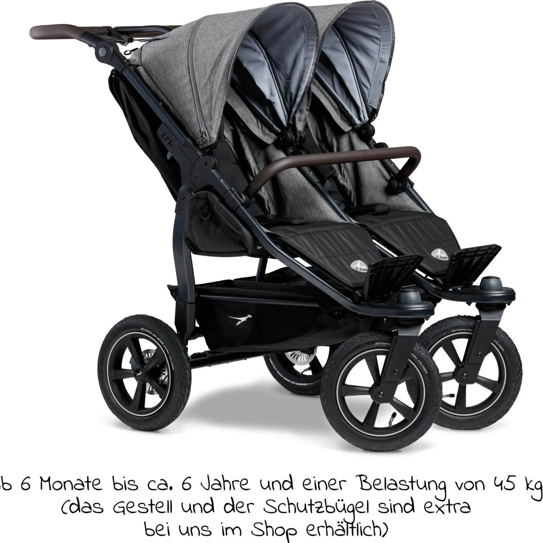 Sportsitz (1 x XXL-Komfort-Sitz) für Duo 2 für Kinder bis 45 kg - Premium Grau - Kollektion 2025