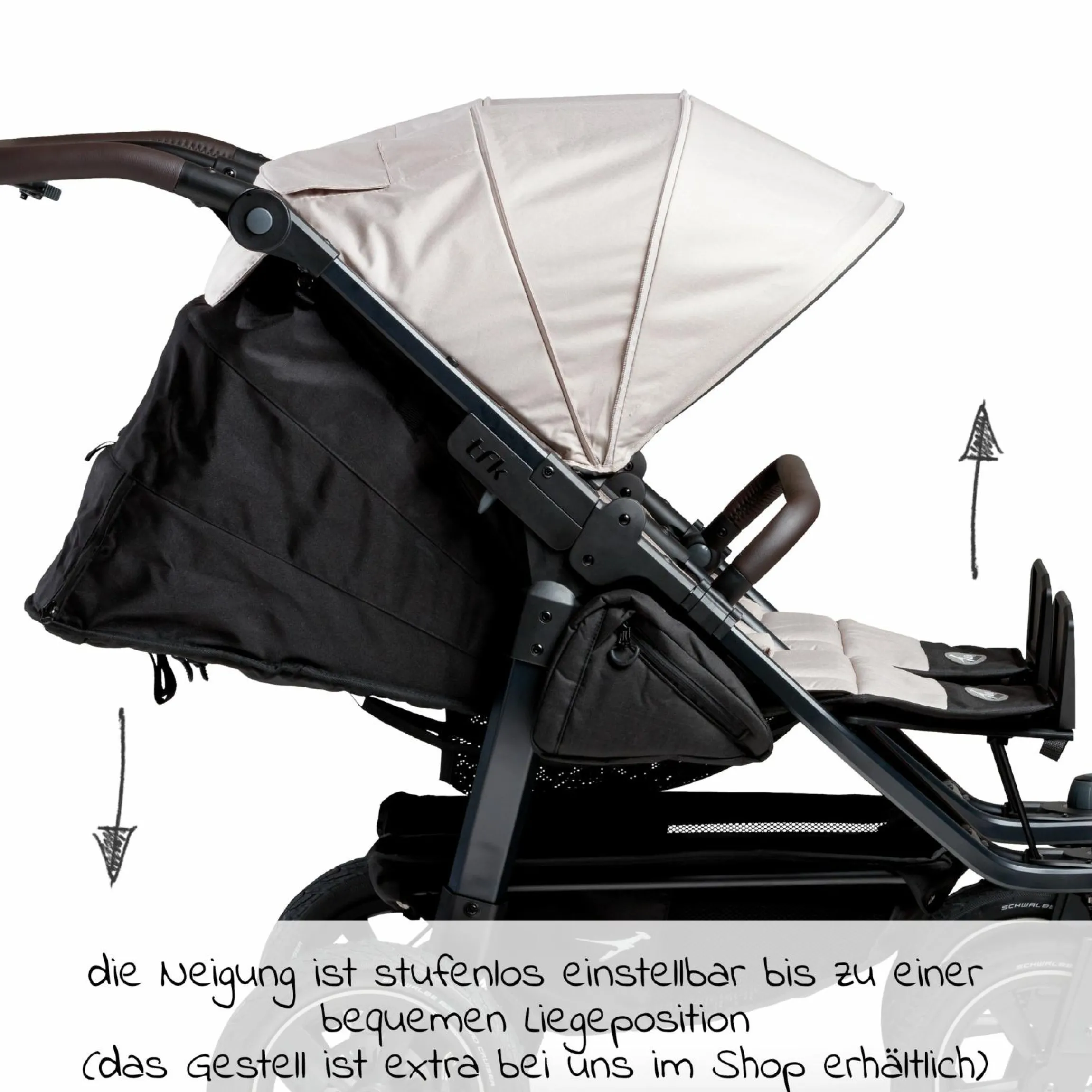 Sportsitz (1 x XXL-Komfort-Sitz) für Duo 2 für Kinder bis 45 kg - Sand - Kollektion 2025