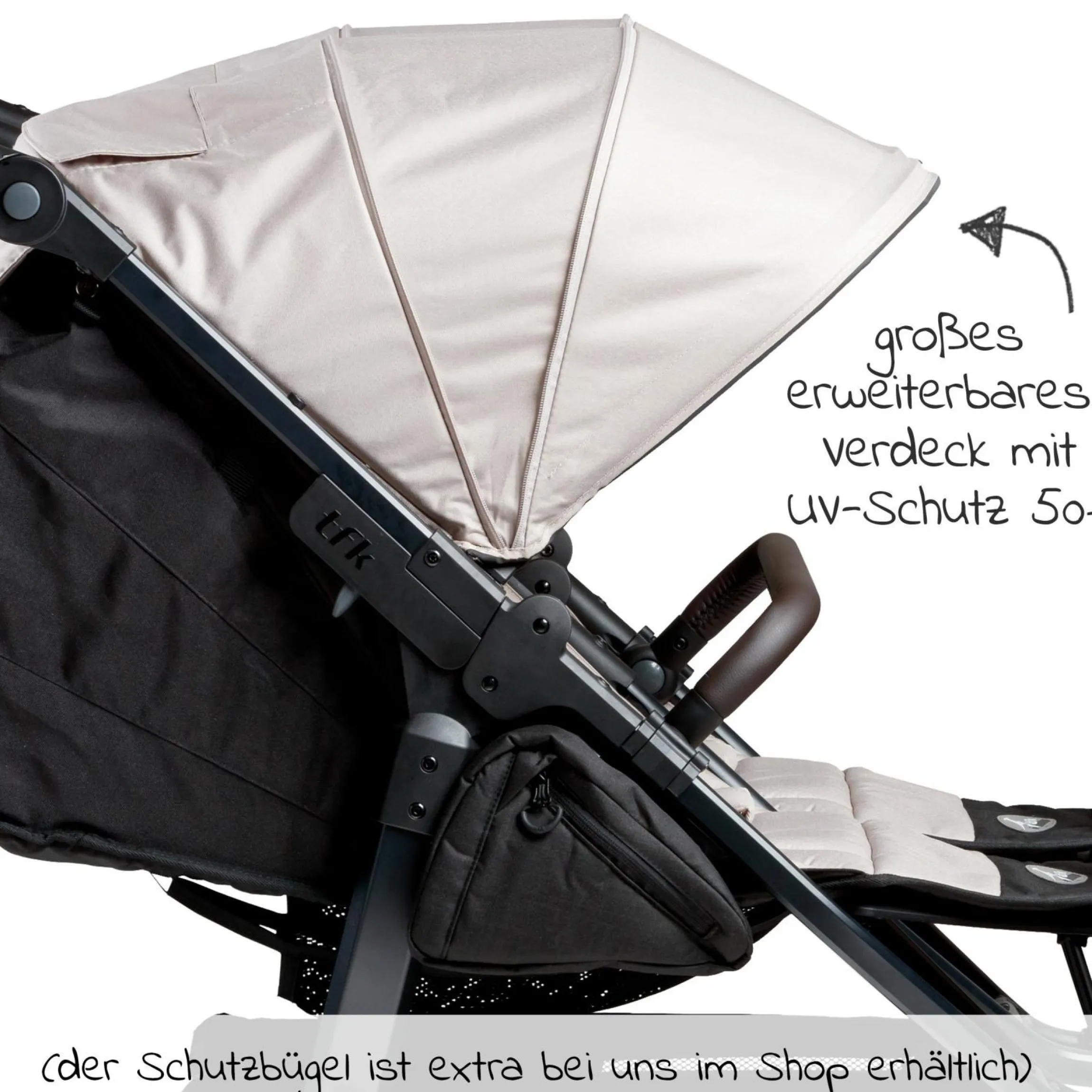 Sportsitz (1 x XXL-Komfort-Sitz) für Duo 2 für Kinder bis 45 kg - Sand - Kollektion 2025