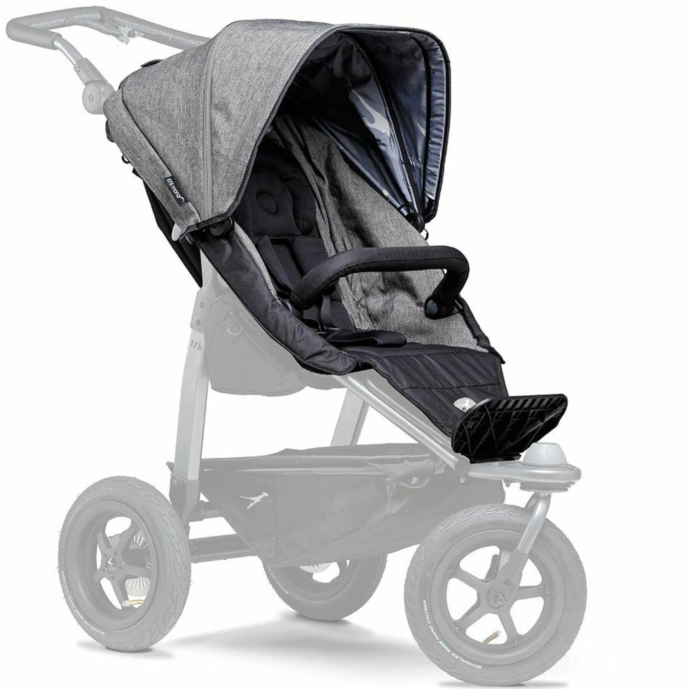 Sportsitz für Mono - XXL Komfort-Sitz inkl. Wetterschutz für Kinder bis 34 kg - Premium Grau