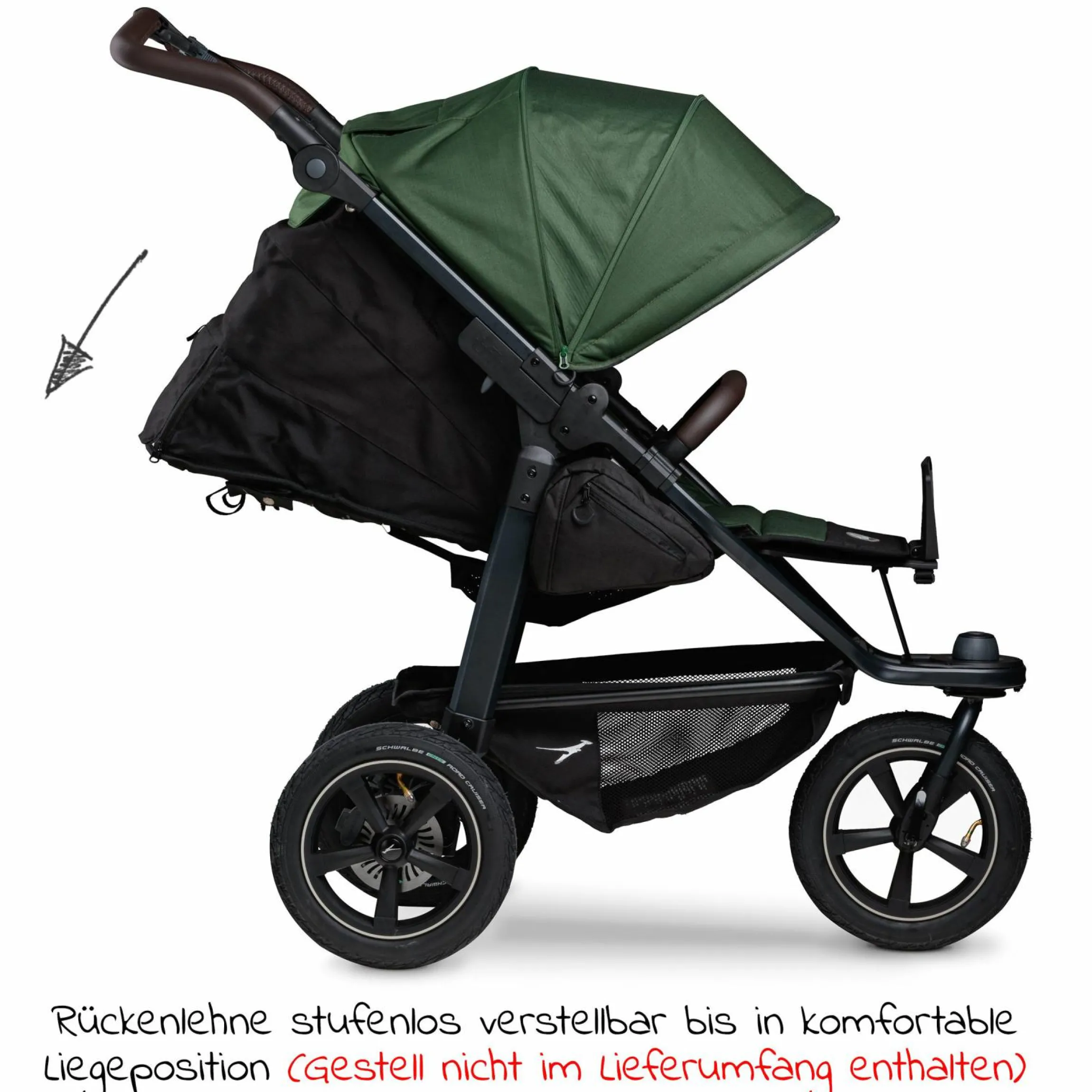 Sportsitz für Mono 2 XXL Komfort-Sitz für Kinder bis 34 kg - Olive