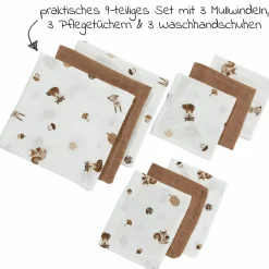 Starter Set 9-tlg. Mulltücher - Forest Animals - Toffee