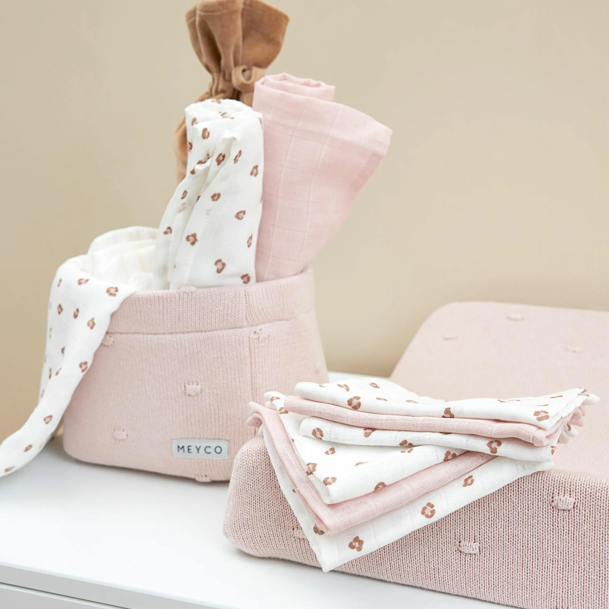 Starter Set 9-tlg. Mulltücher - Mini Panther - Soft Pink