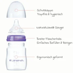 Starter-Set mit 2 PP Flaschen (160 ml & 240 ml), 3 Natural Wave® Trinksaugern (Gr. S, M & L)