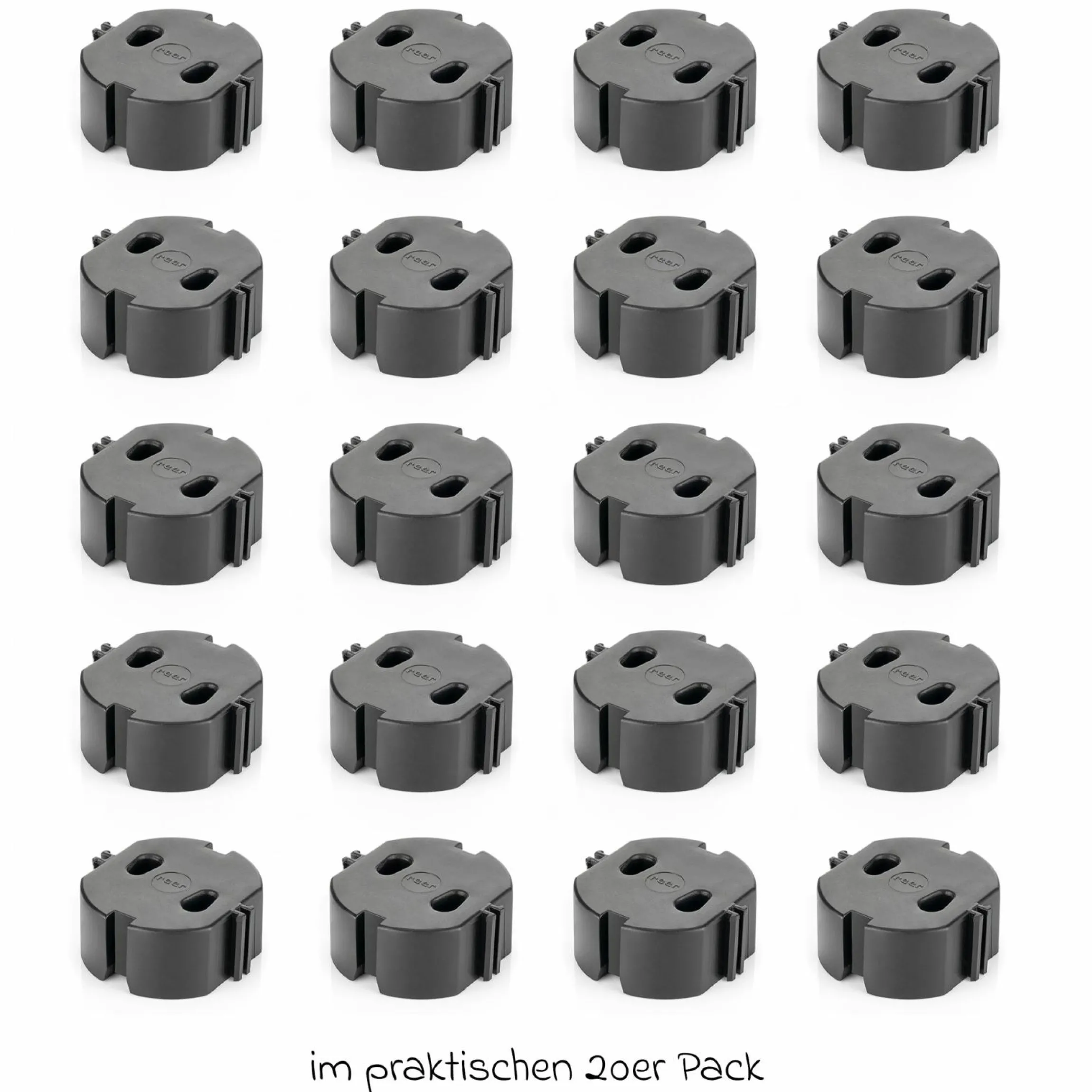 Steckdosenkappe 20er Pack einfache Montage ohne Kleben und Schrauben - Schwarz