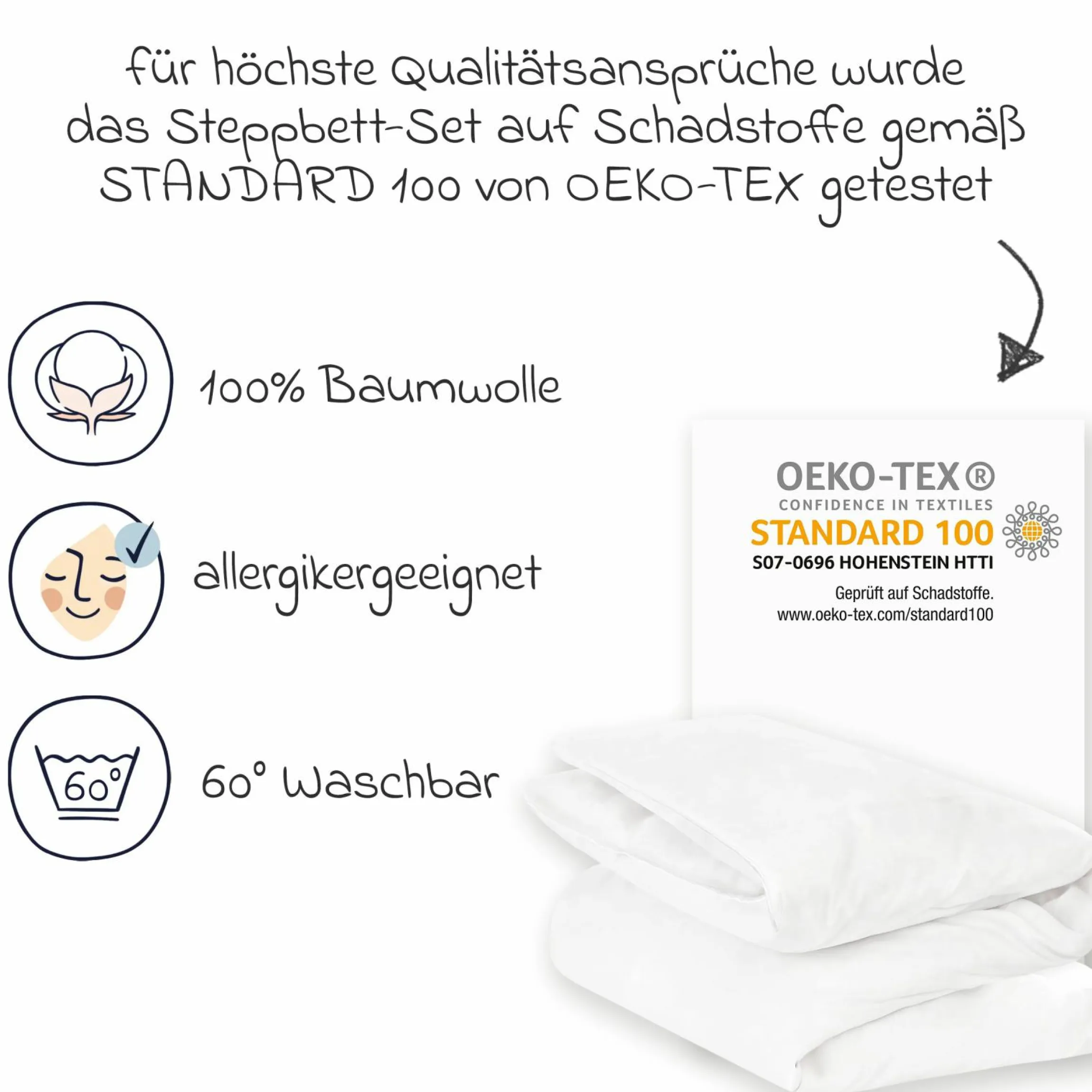 Steppbett-Set Federn & Daunen 100 x 135 cm + 40 x 60 cm