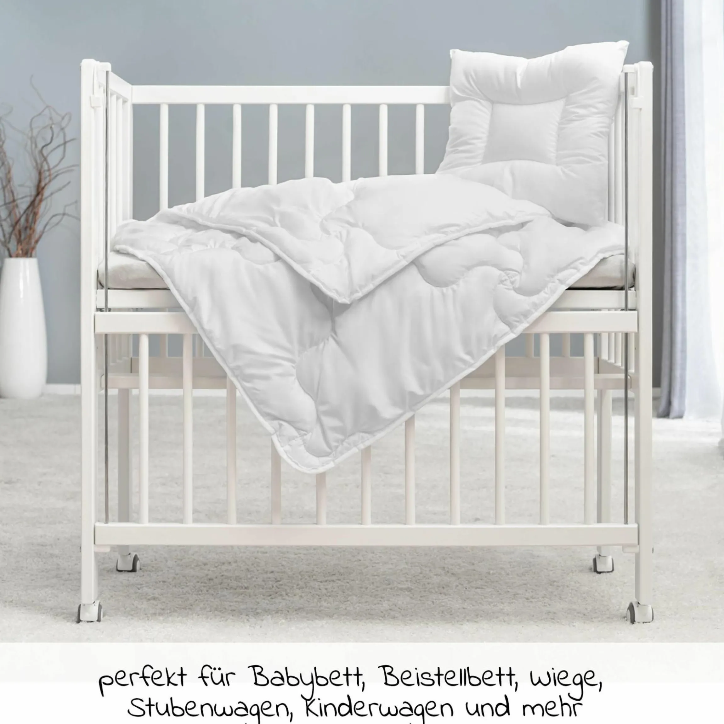 Steppbett-Set Premium Complete 80 x 80 + 35 x 40 cm - Weiß