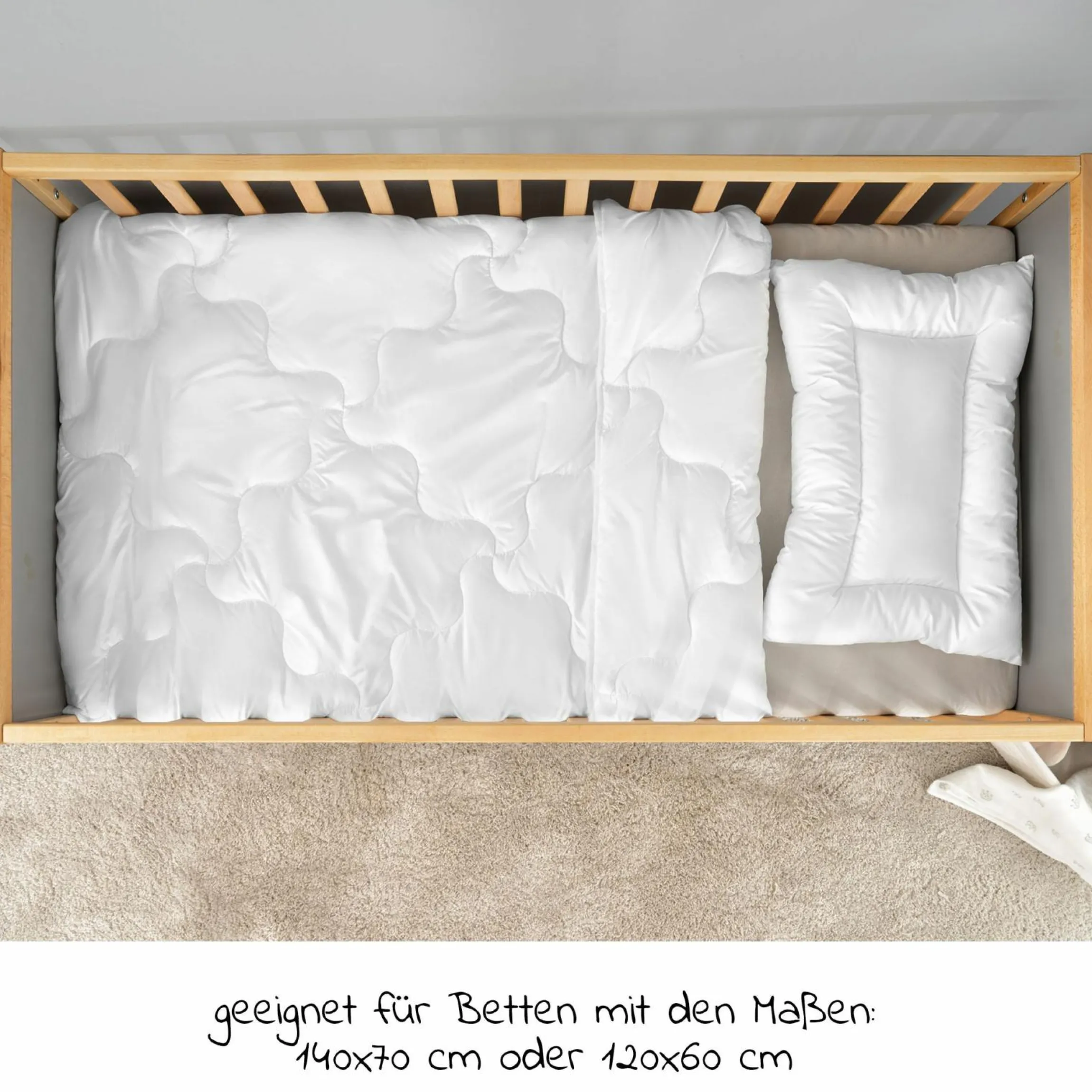 Steppbett-Set Premium Complete 100 x 135 + 40 x 60 cm - Weiß