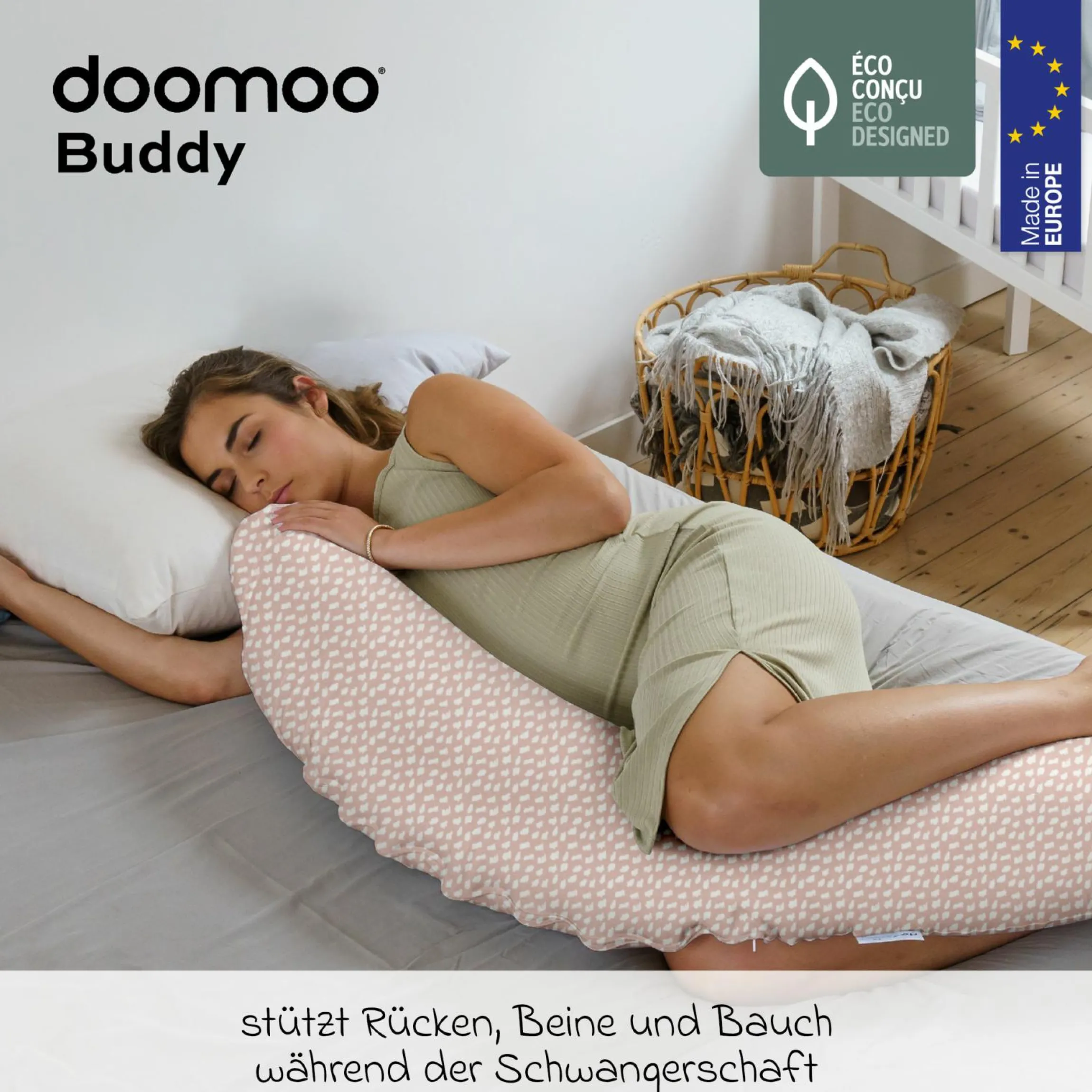 Stillkissen Buddy - mit Mikroperlen-Füllung inkl. Organic Cotton Bezug 180 cm - Cloudy Pink