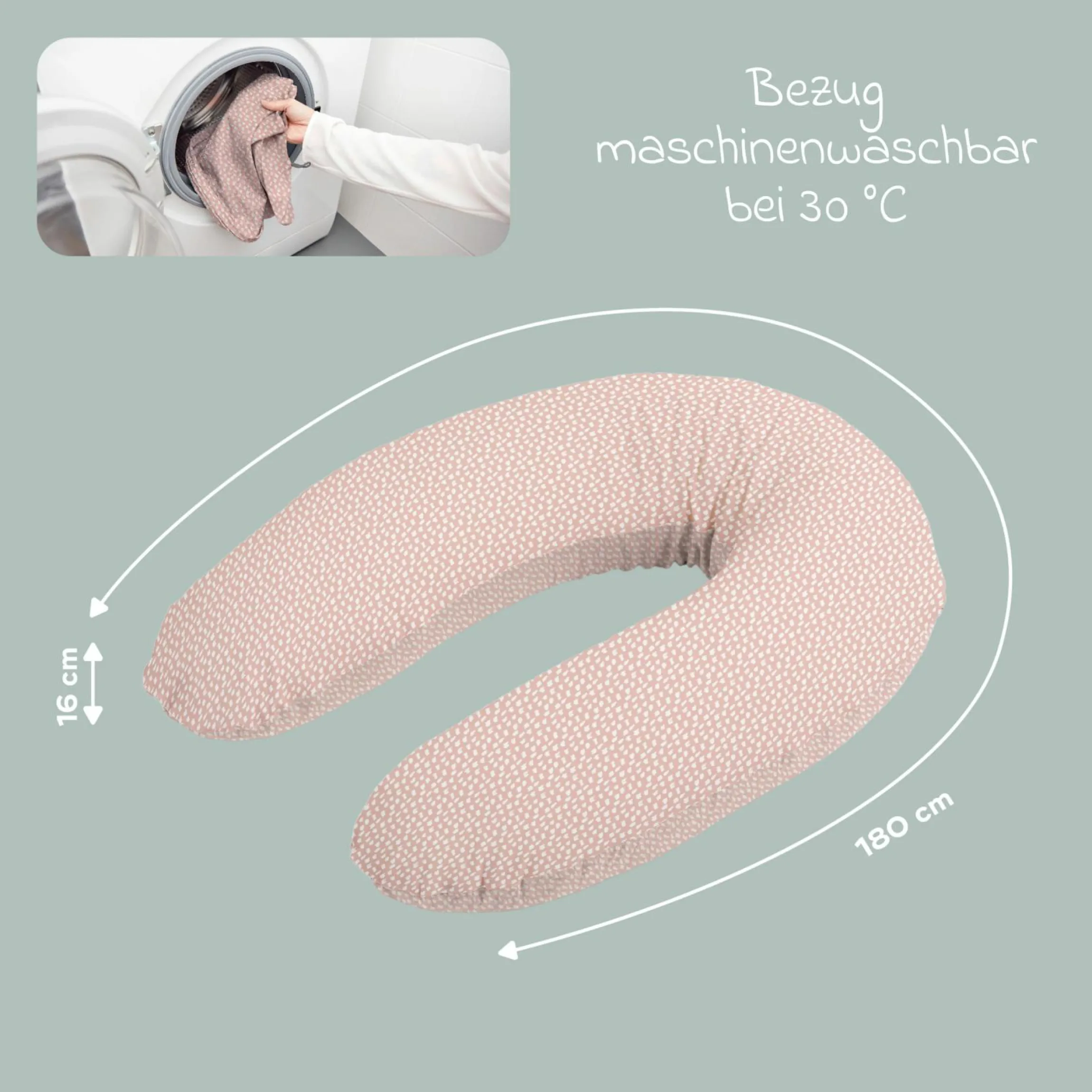 Stillkissen Buddy - mit Mikroperlen-Füllung inkl. Organic Cotton Bezug 180 cm - Cloudy Pink