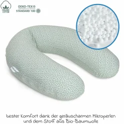Stillkissen Buddy - mit Mikroperlen-Füllung inkl. Organic Cotton Bezug 180 cm - Cloudy Green
