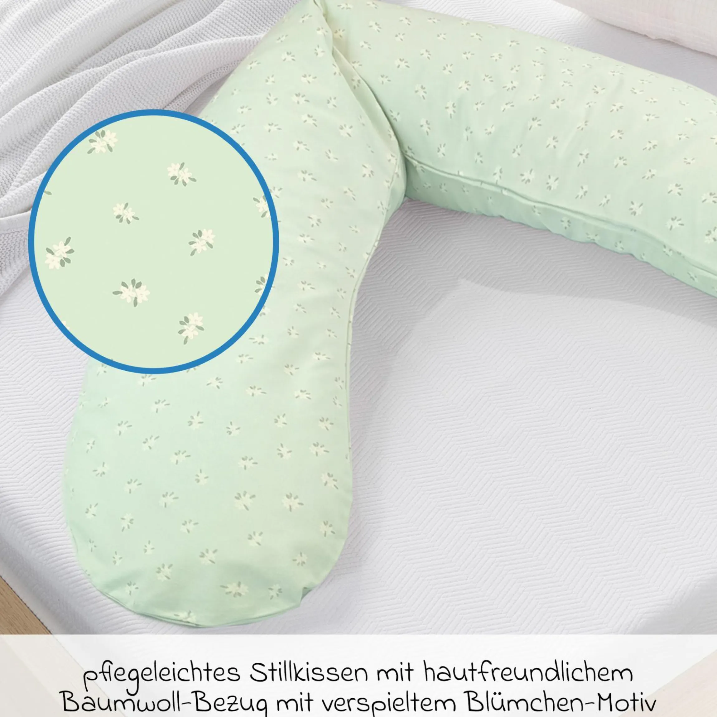 Stillkissen Das Komfort mit Mikroperlen-Füllung inkl. Bezug 180 cm - Feine Blümchen