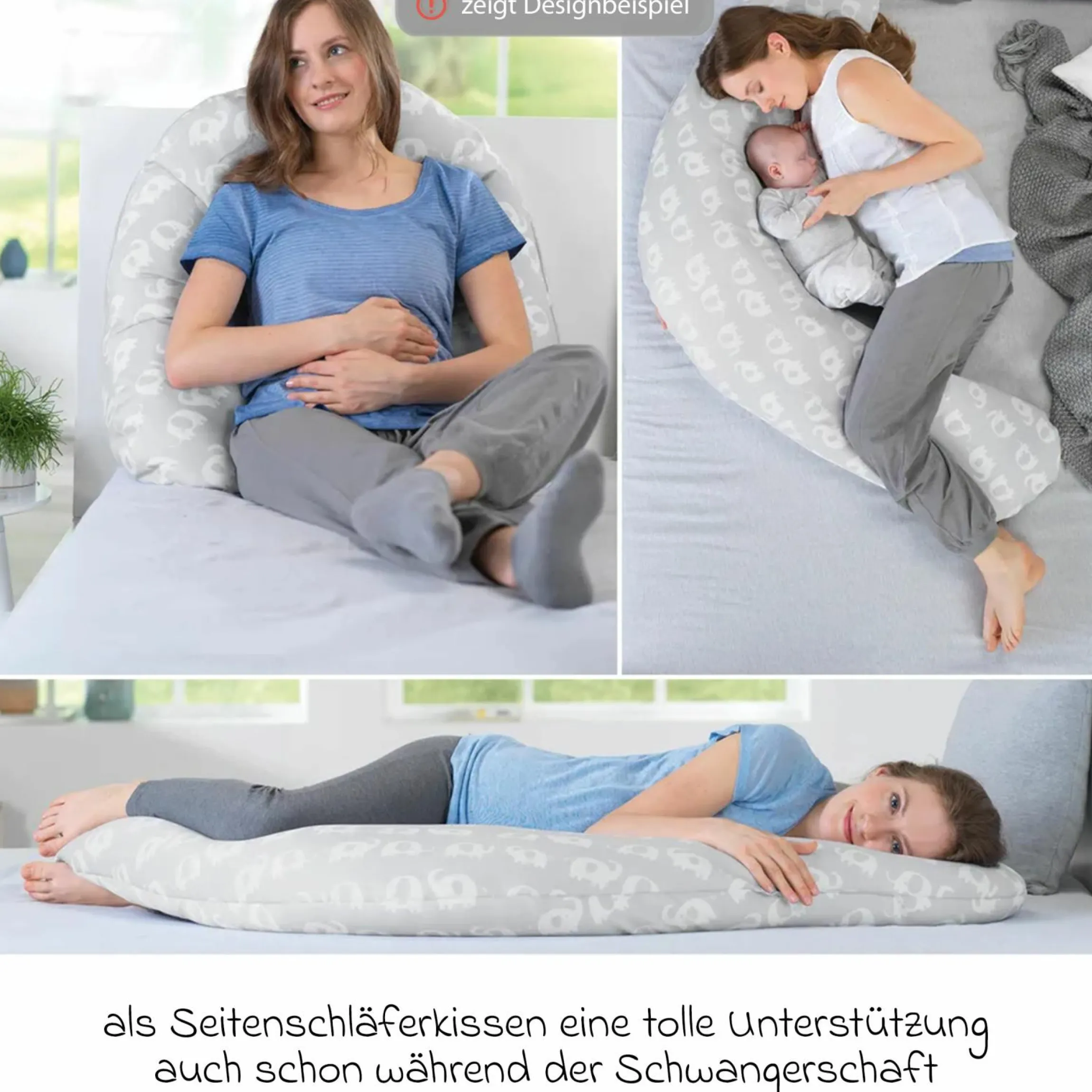 Stillkissen Das Komfort mit Mikroperlen-Füllung inkl. Bezug 180 cm - Feine Blümchen
