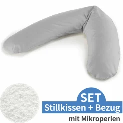 Stillkissen Das Komfort mit Mikroperlen-Füllung inkl. Bezug Jersey 180 cm - Grau