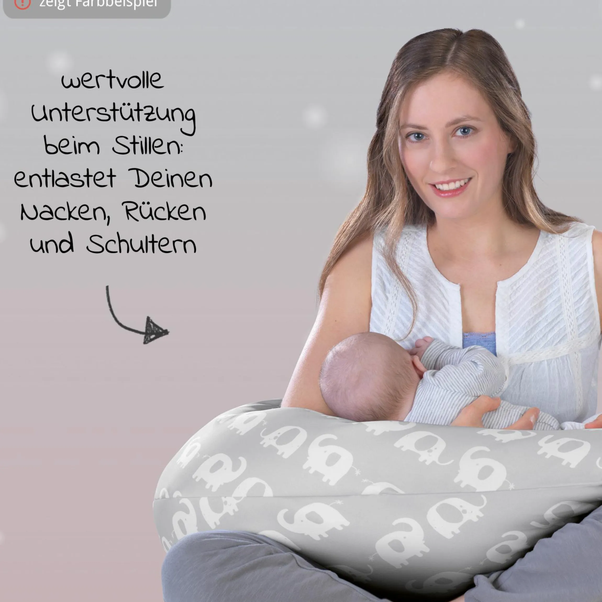 Stillkissen Das Komfort mit Mikroperlen-Füllung inkl. Bezug Jersey 180 cm - Grau