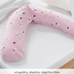 Stillkissen Das Komfort mit Mikroperlen-Füllung inkl. Bezug 180 cm - Vöglein - Rosè